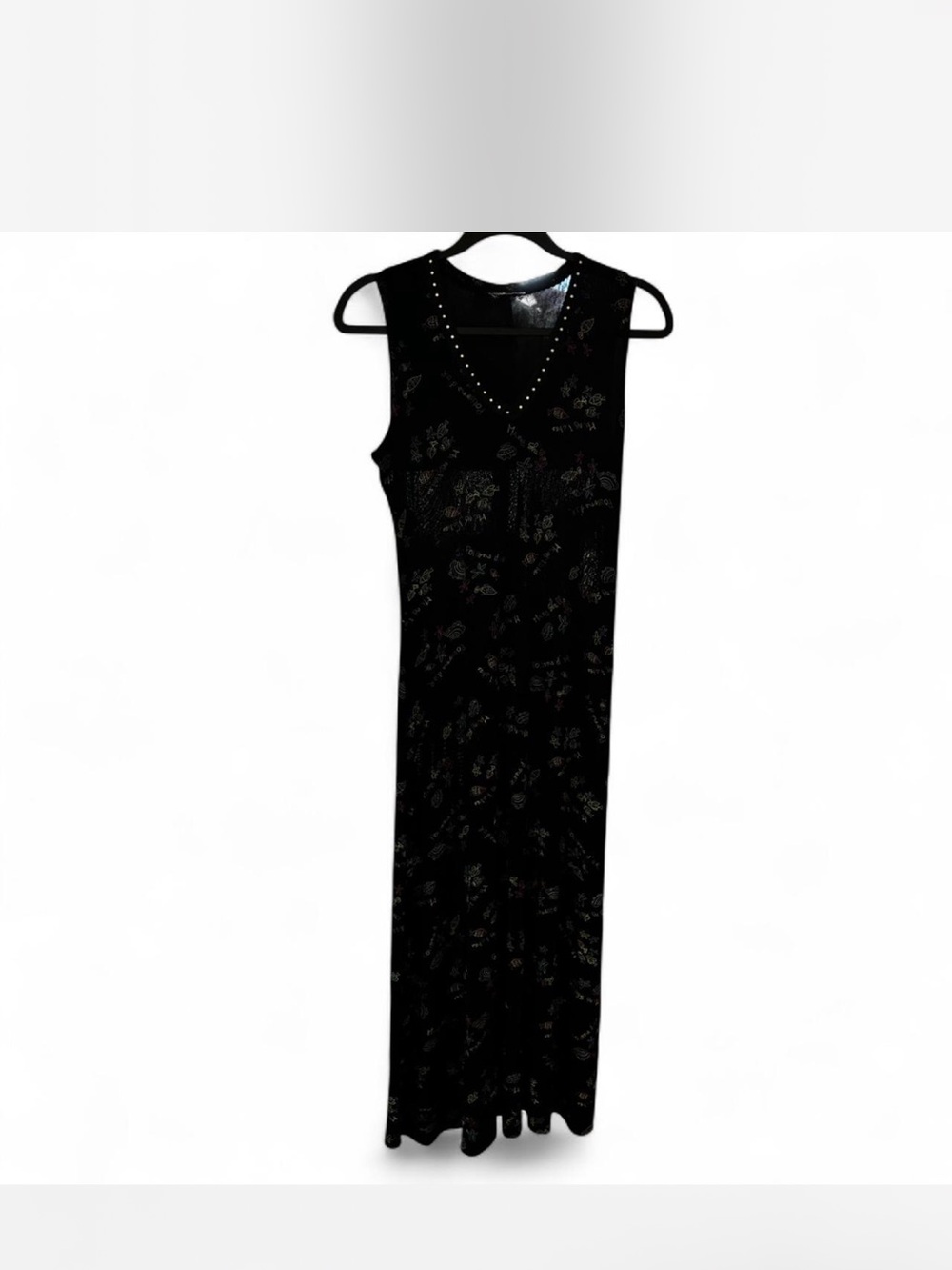 Y2K Sleeveless Black Maxi Dress with rhinestone